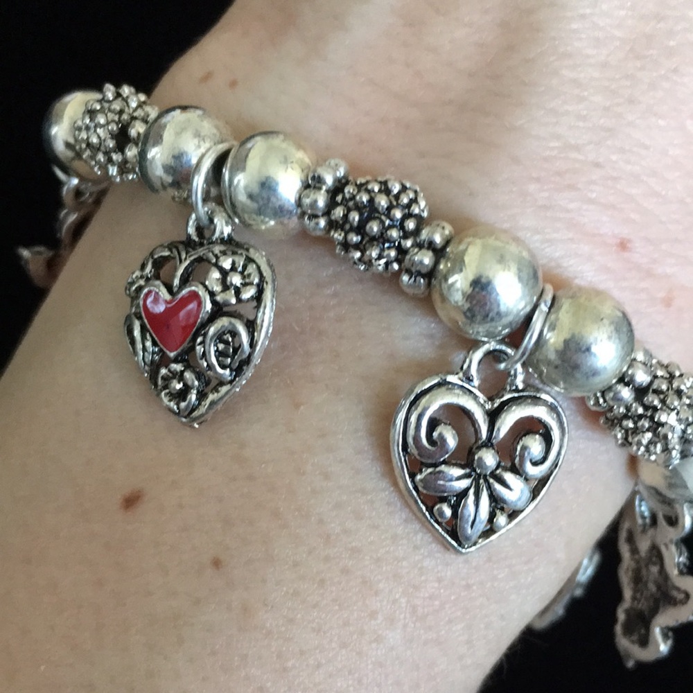 Hearts and Angels Silver Tone and Red Charm Bracelet - Picture 4 of 12